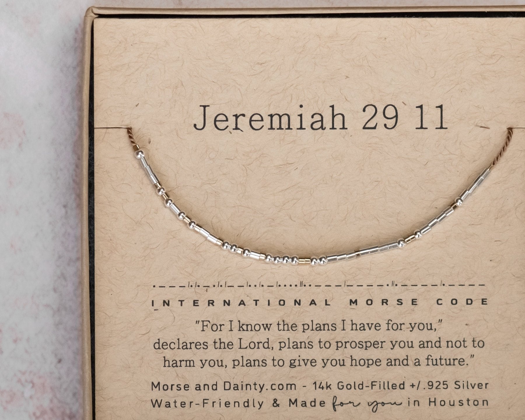 Matthew 19:6 Morse Code Bracelet - Dainty 14K Gold & Silver Jewelry by Olivia Cactus