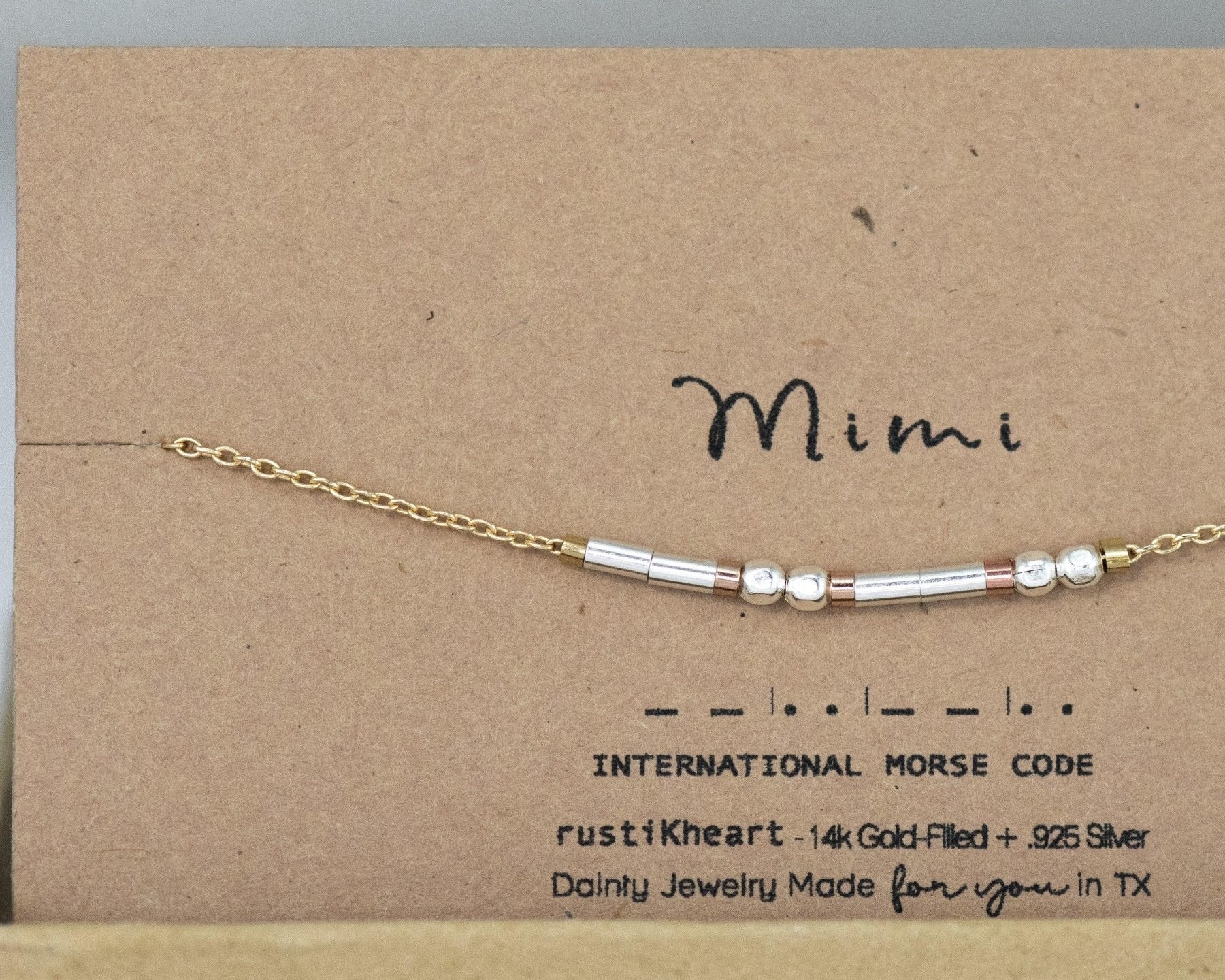 Mimi Morse Code Bracelet - Dainty 14K Gold & Silver Jewelry by Olivia Cactus