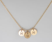 MOM Letter Discs Necklace - Dainty 14K Gold & Silver Jewelry by Olivia Cactus