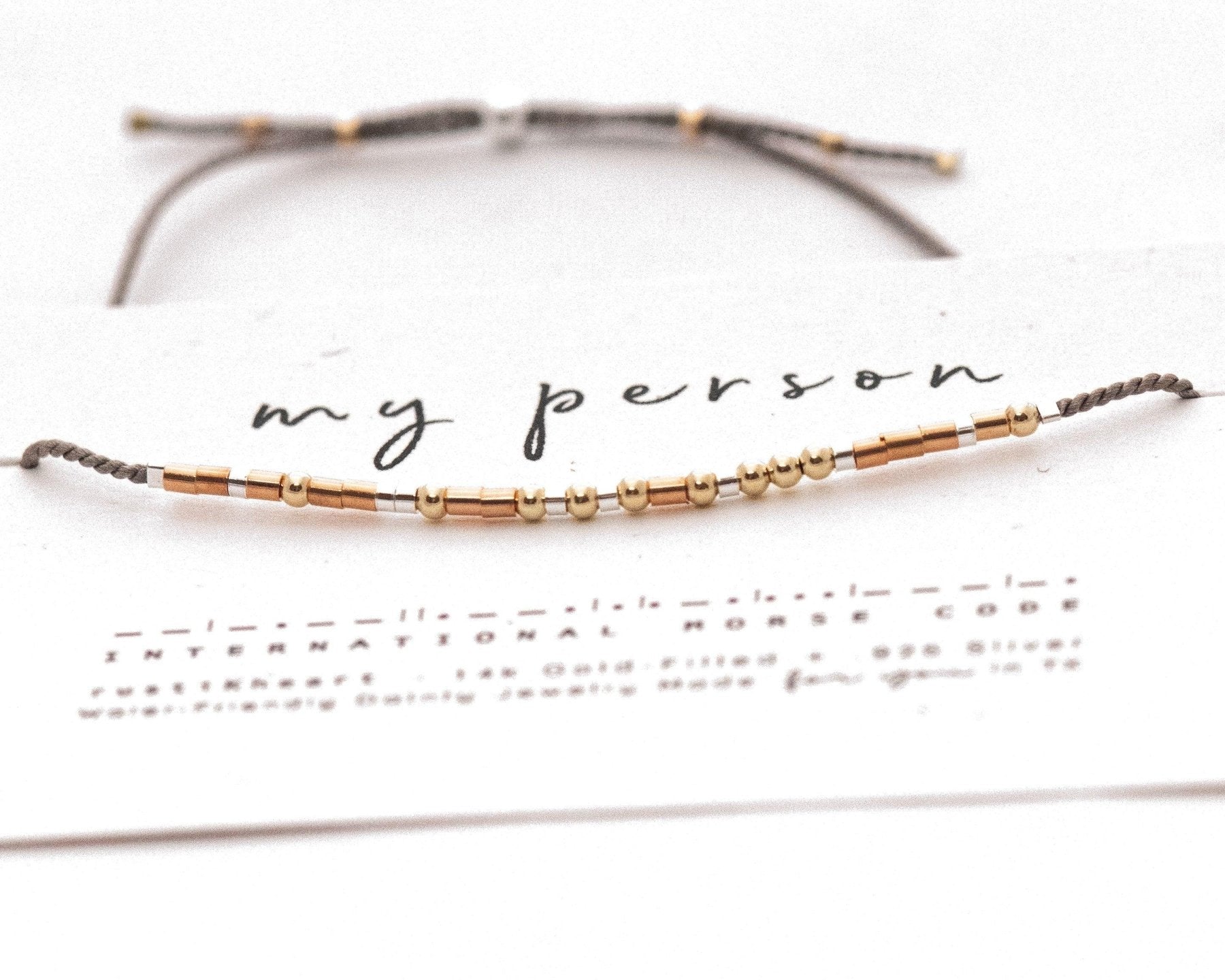 My Person Morse Code Bracelet - Dainty 14K Gold & Silver Jewelry by Olivia Cactus