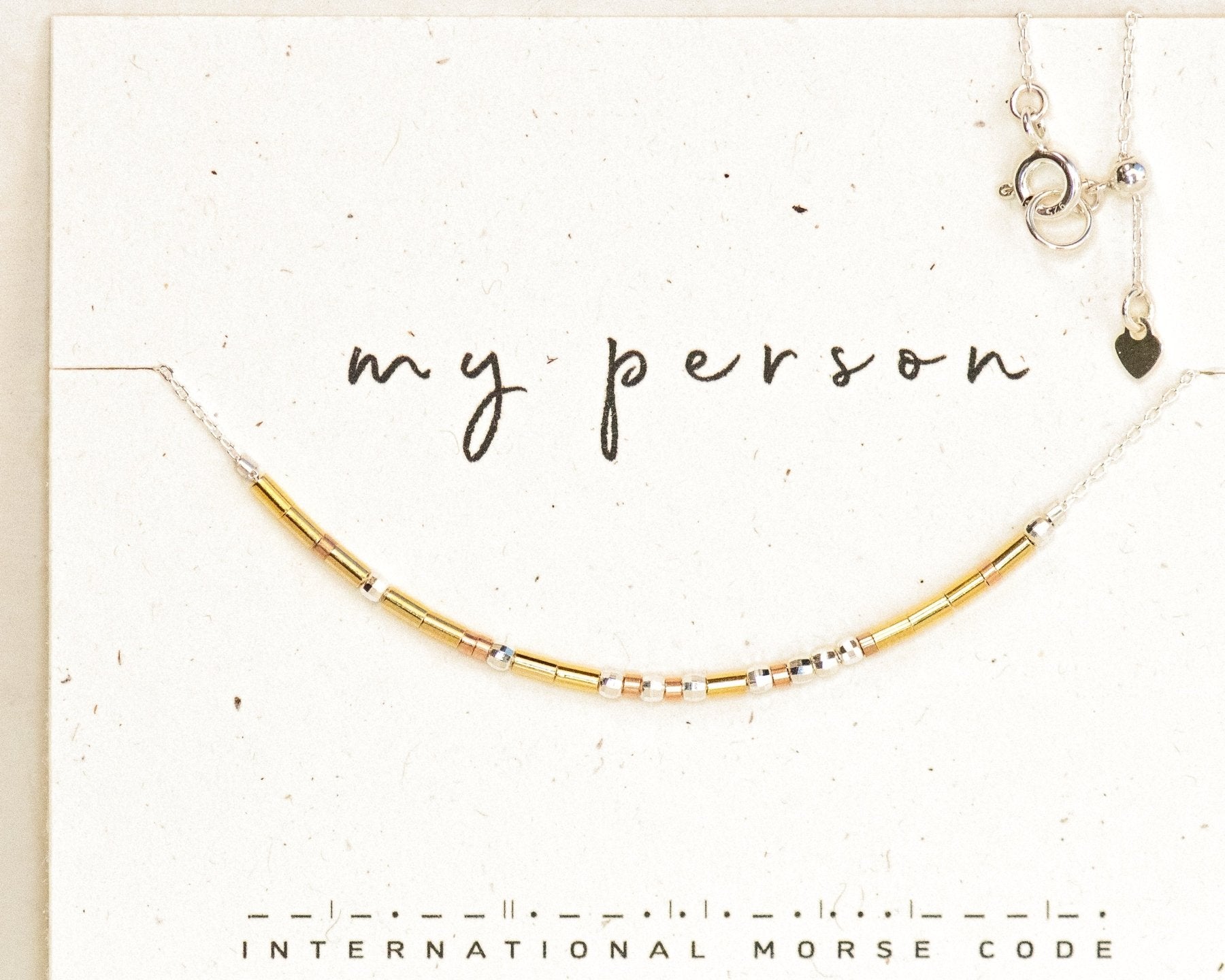 My Person Morse Code Necklace - Dainty 14K Gold & Silver Jewelry by Olivia Cactus