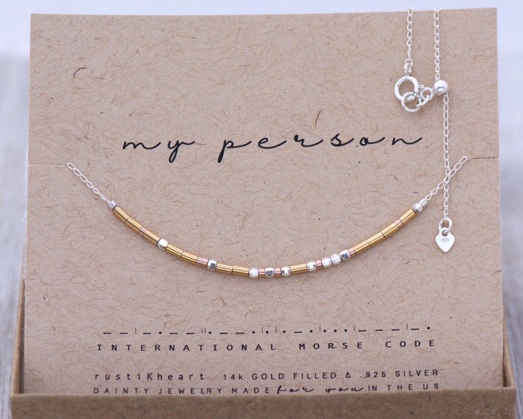 My Person Morse Code Necklace - Dainty 14K Gold & Silver Jewelry by Olivia Cactus