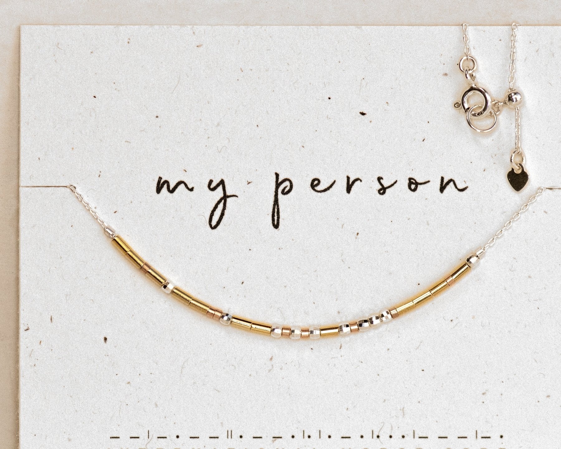 My Person Morse Code Necklace - Dainty 14K Gold & Silver Jewelry by Olivia Cactus