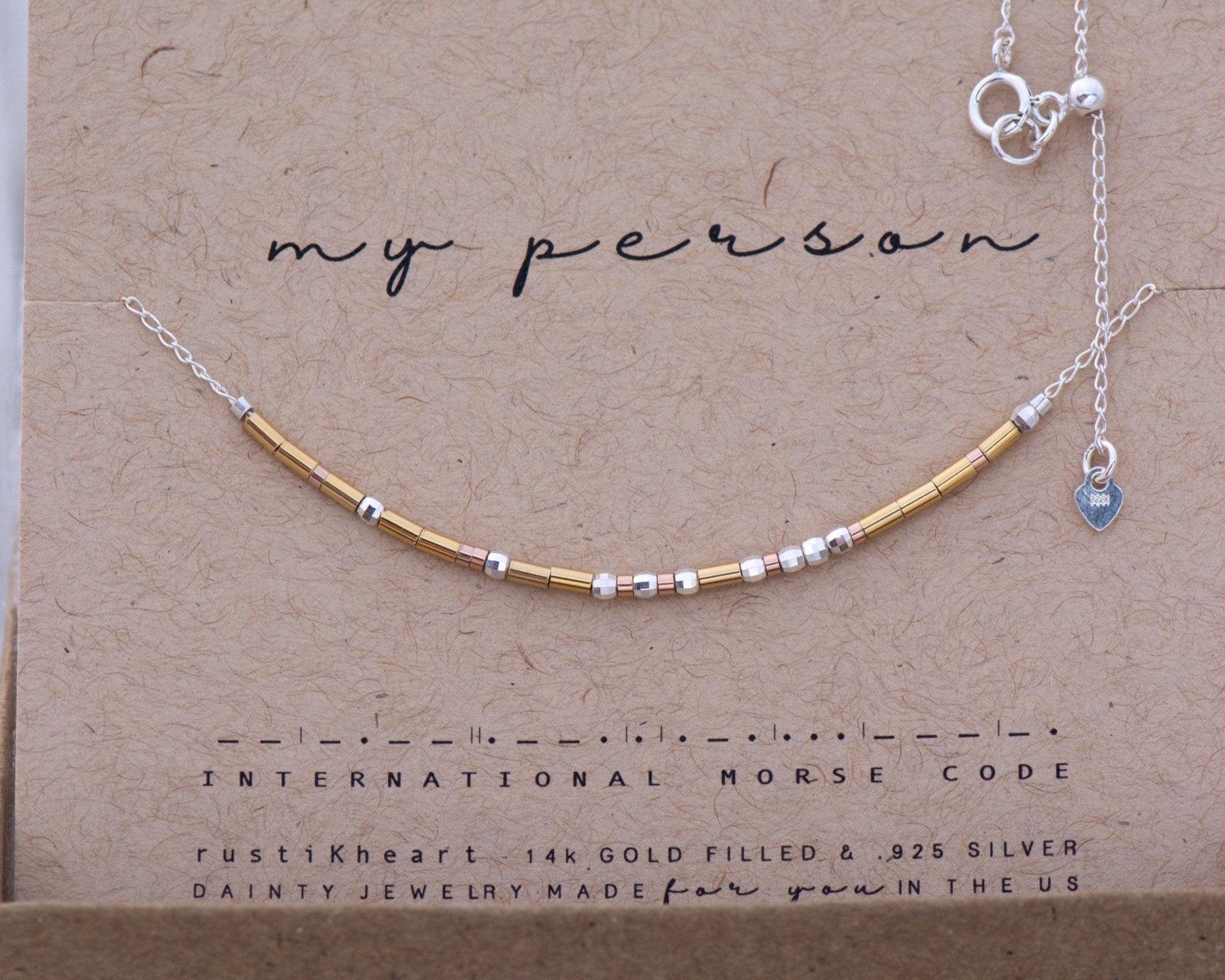 My Person Morse Code Necklace - Dainty 14K Gold & Silver Jewelry by Olivia Cactus