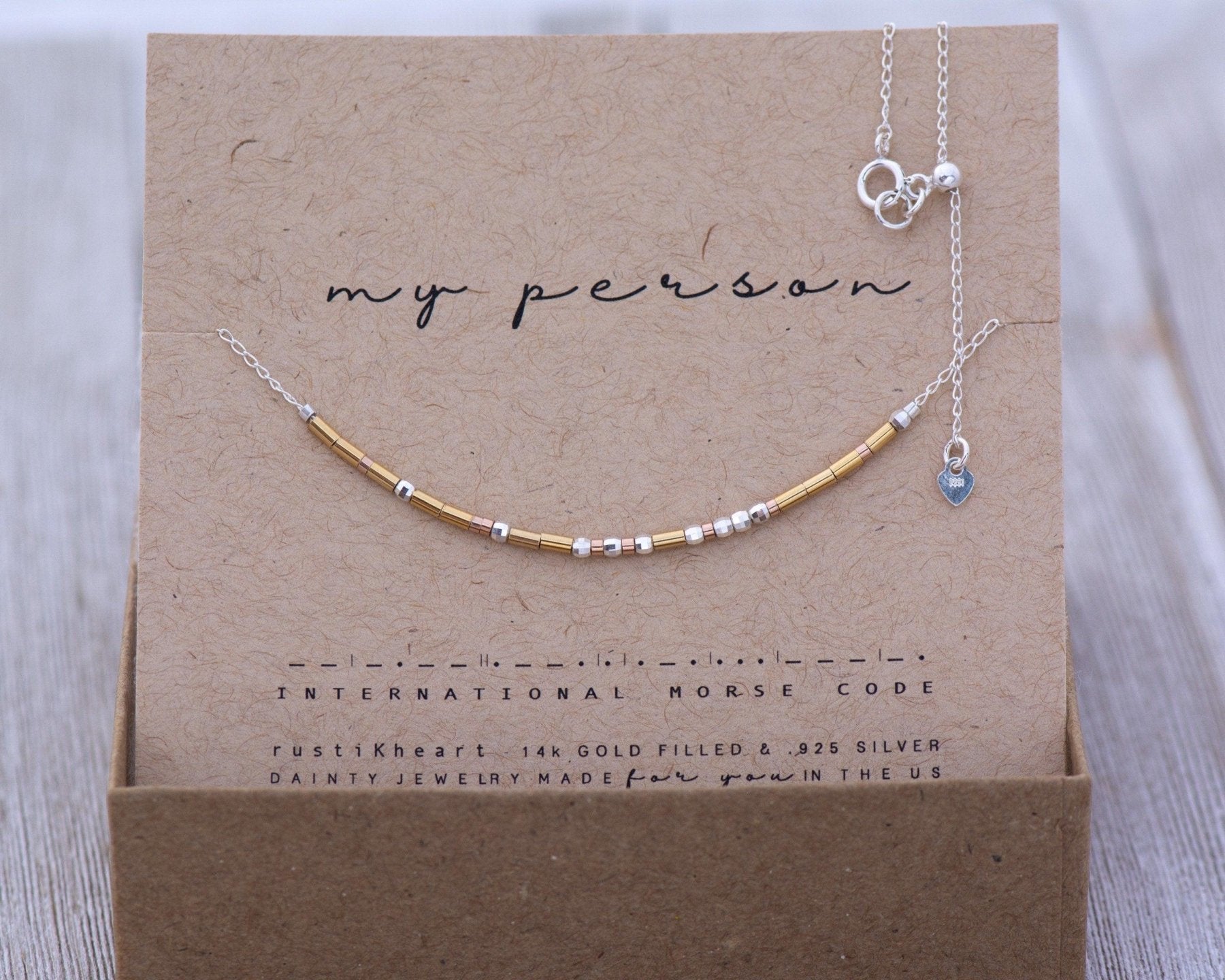 My Person Morse Code Necklace - Dainty 14K Gold & Silver Jewelry by Olivia Cactus