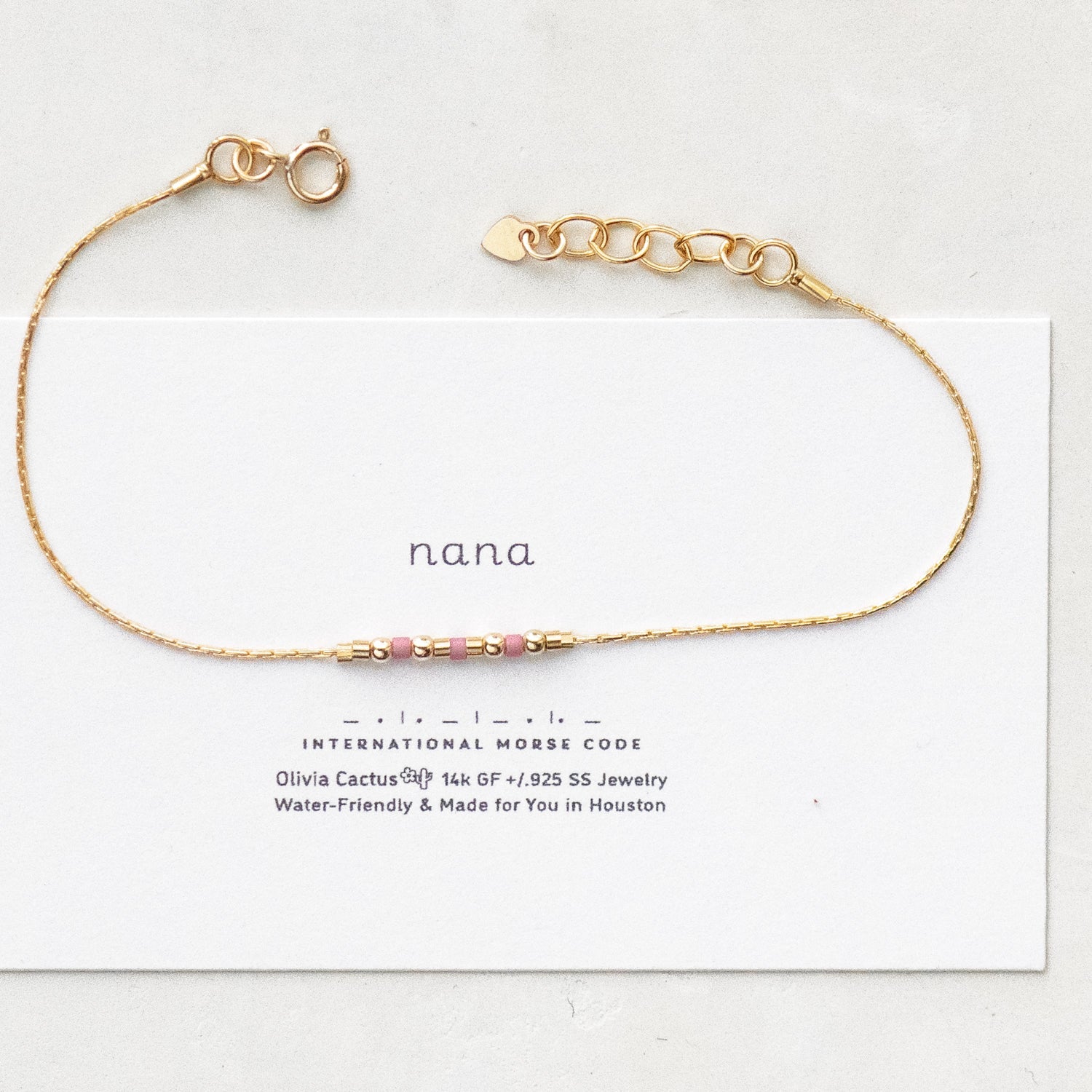 Nana Morse Code Bracelet - Dainty 14K Gold & Silver Jewelry by Olivia Cactus