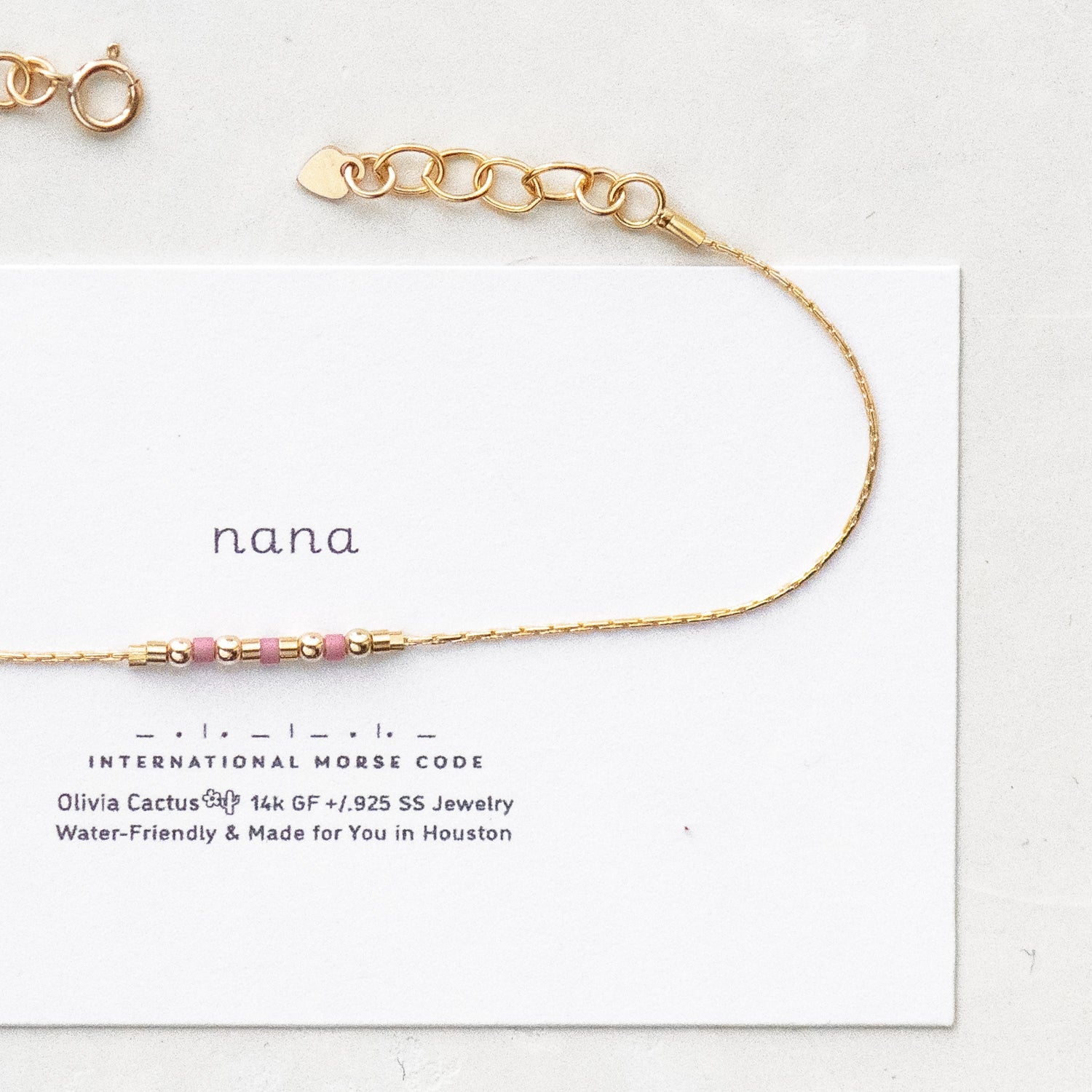 Nana Morse Code Bracelet - Dainty 14K Gold & Silver Jewelry by Olivia Cactus
