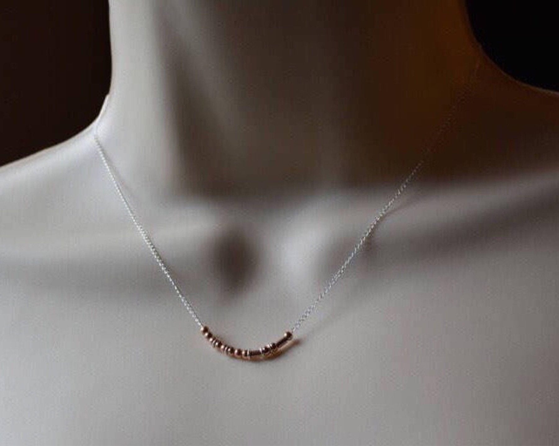 Nana Morse Code Necklace - Dainty 14K Gold & Silver Jewelry by Olivia Cactus