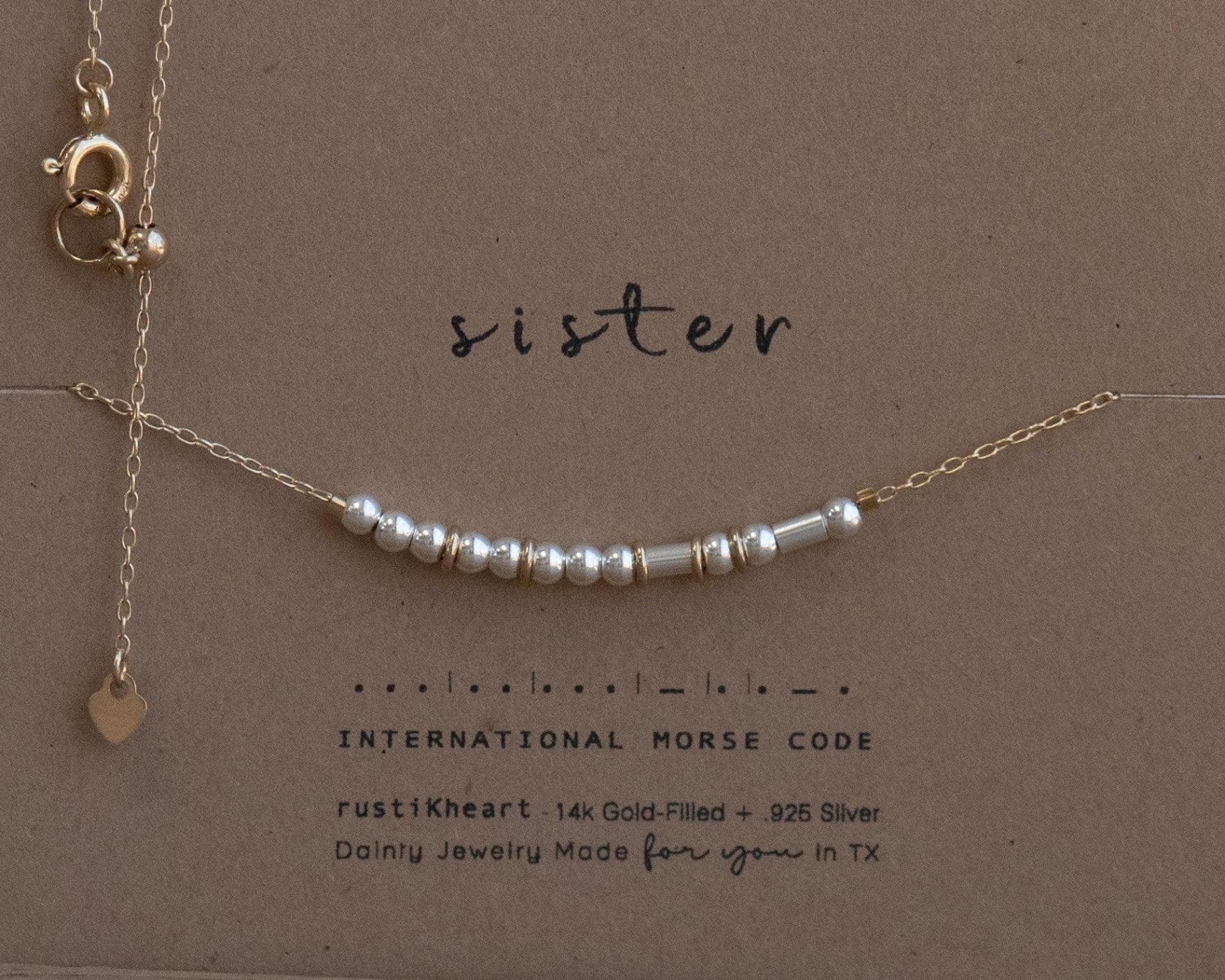 Nana Morse Code Necklace - Dainty 14K Gold & Silver Jewelry by Olivia Cactus