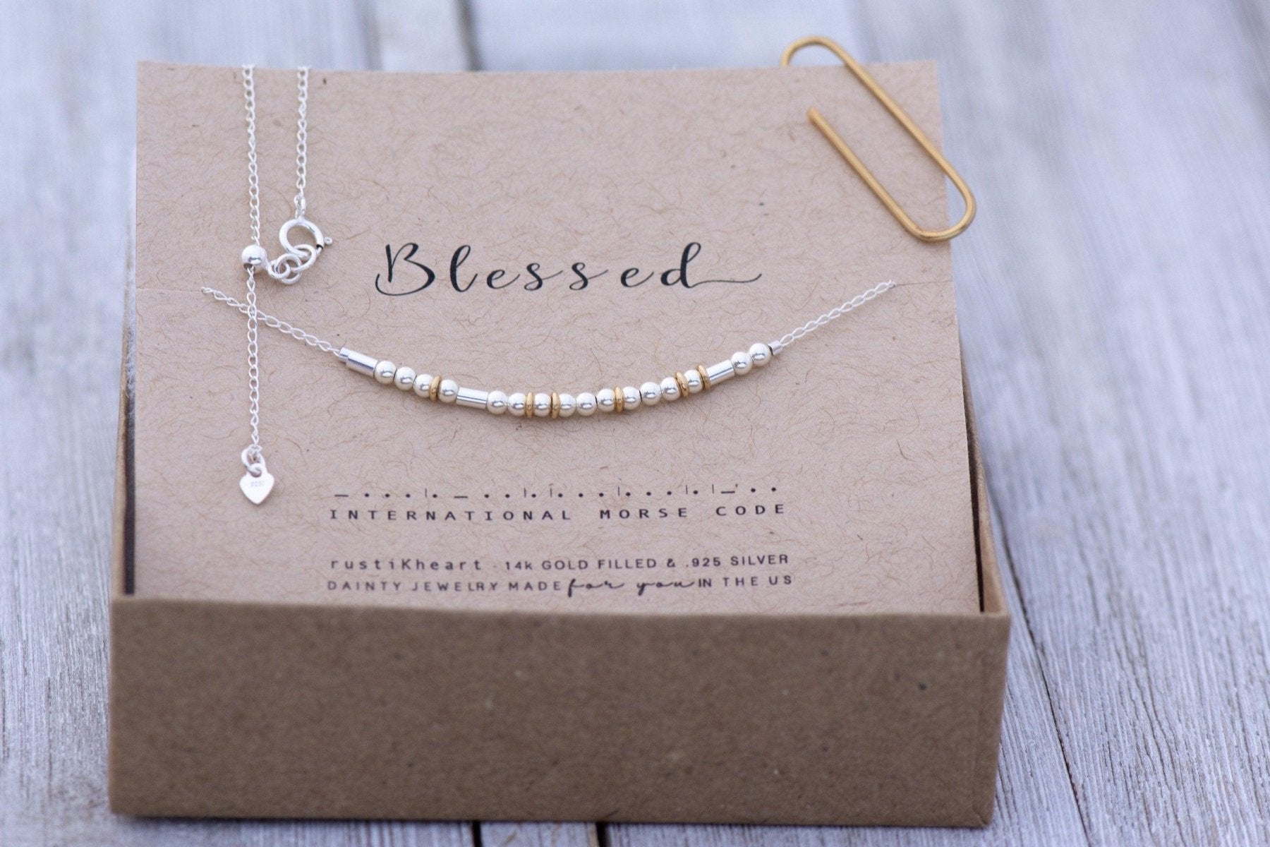 Nana Morse Code Necklace - Dainty 14K Gold & Silver Jewelry by Olivia Cactus