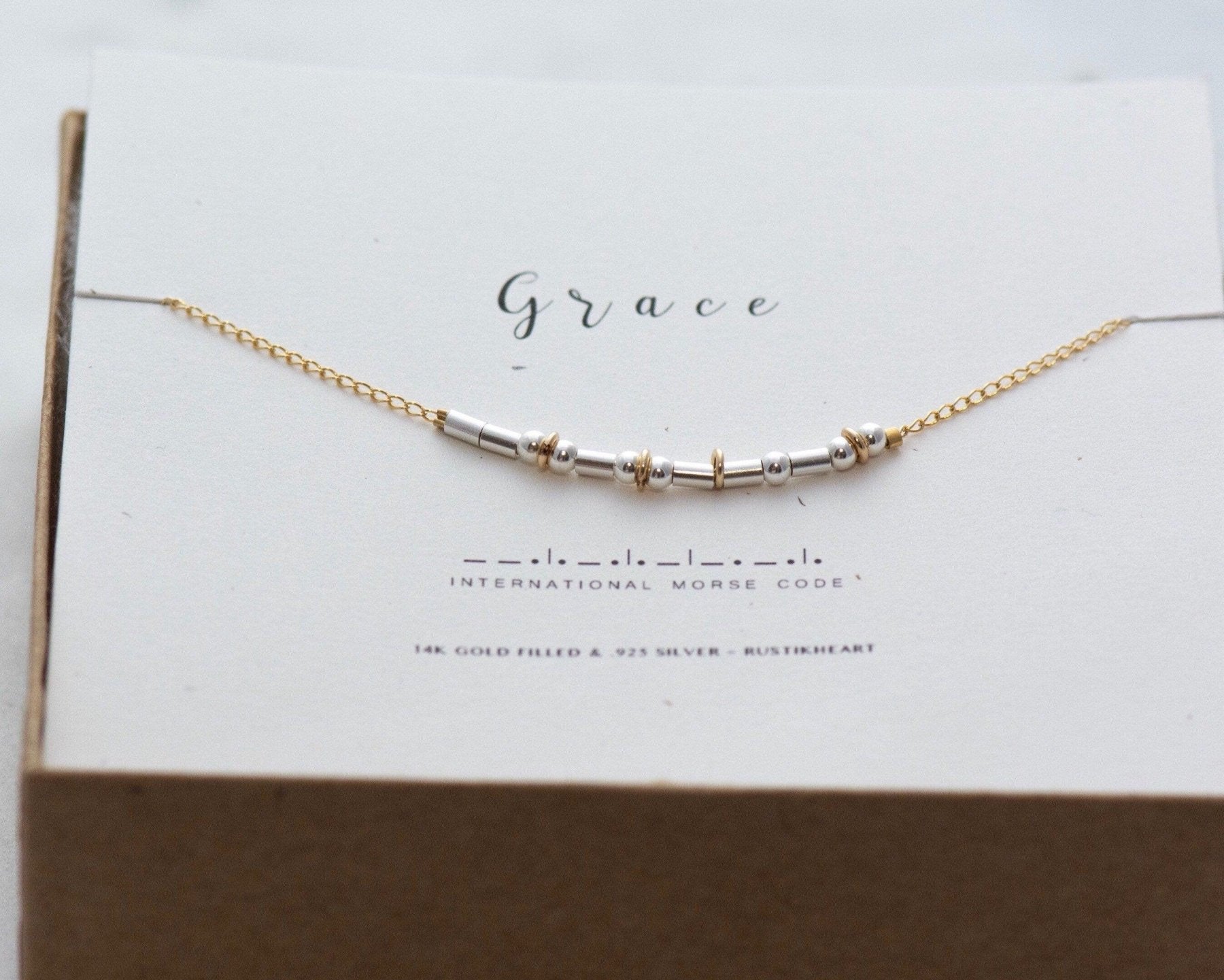 Nana Morse Code Necklace - Dainty 14K Gold & Silver Jewelry by Olivia Cactus