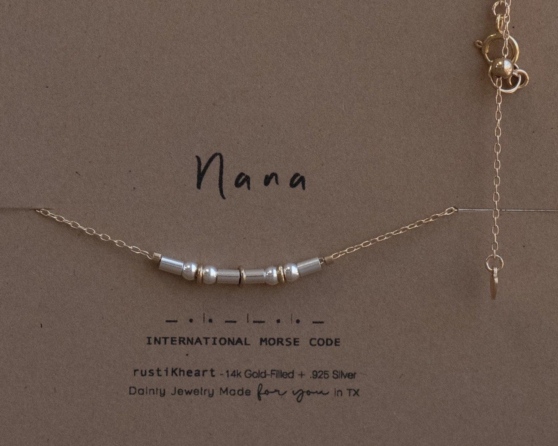 Nana Morse Code Necklace - Dainty 14K Gold & Silver Jewelry by Olivia Cactus