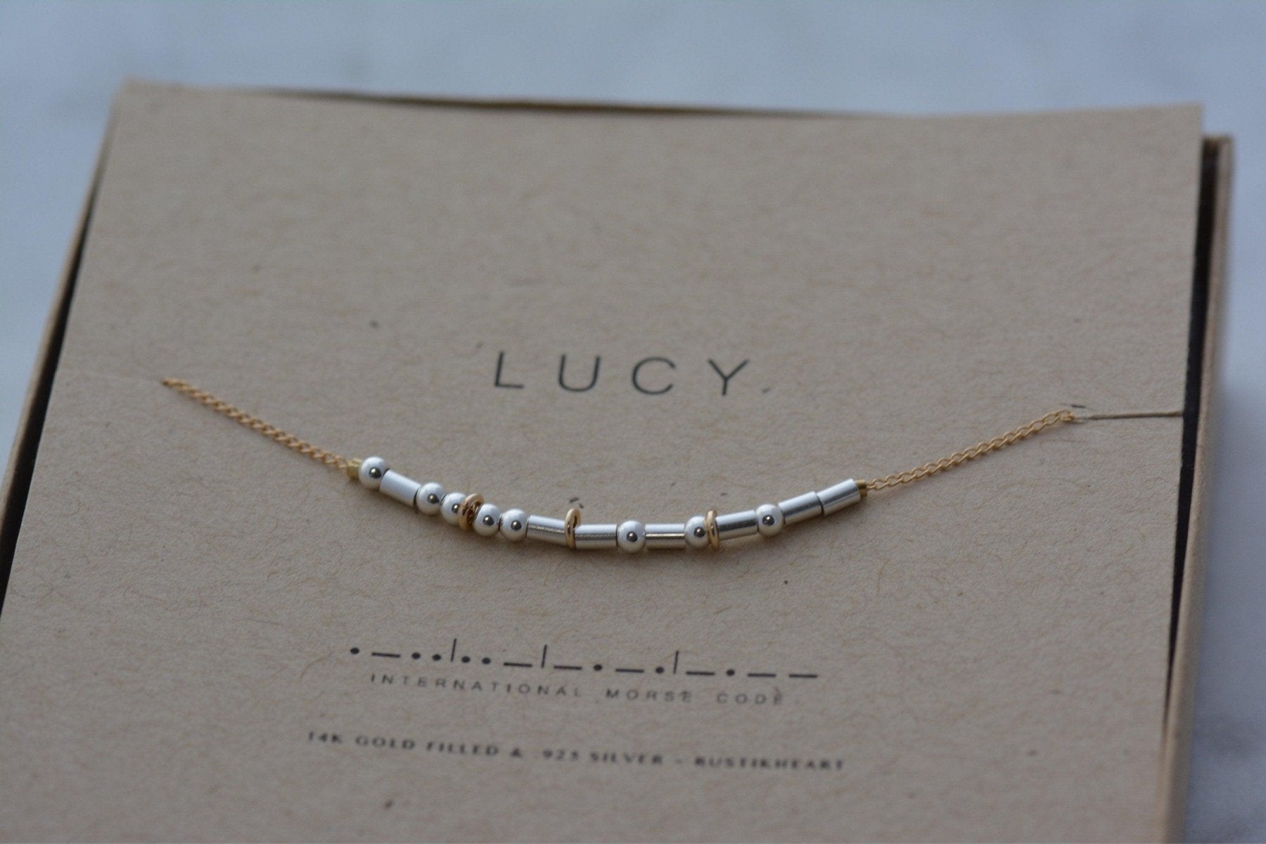 Nana Morse Code Necklace - Dainty 14K Gold & Silver Jewelry by Olivia Cactus