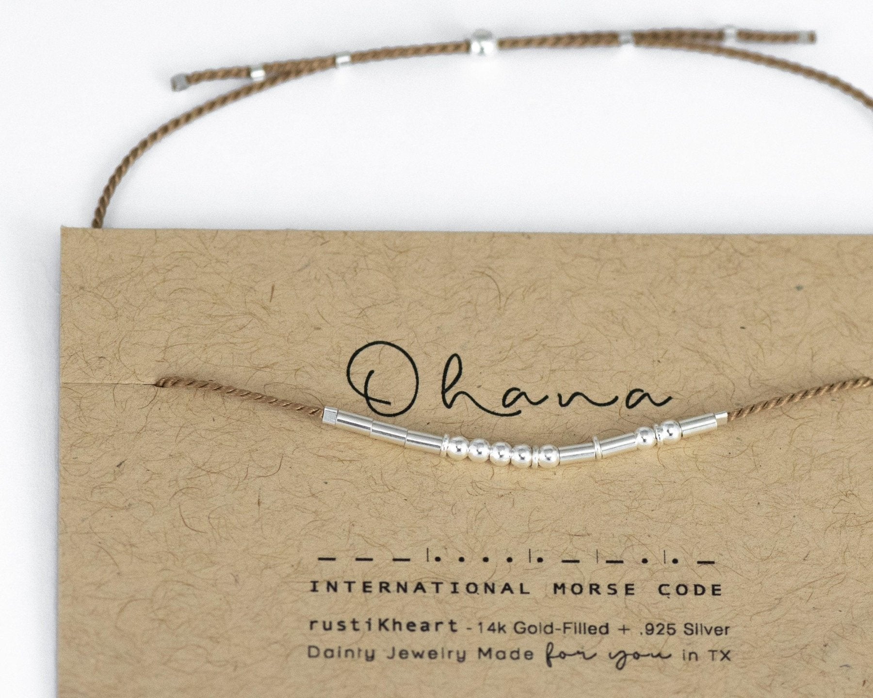 Ohana Morse Code Bracelet - Dainty 14K Gold & Silver Jewelry by Olivia Cactus