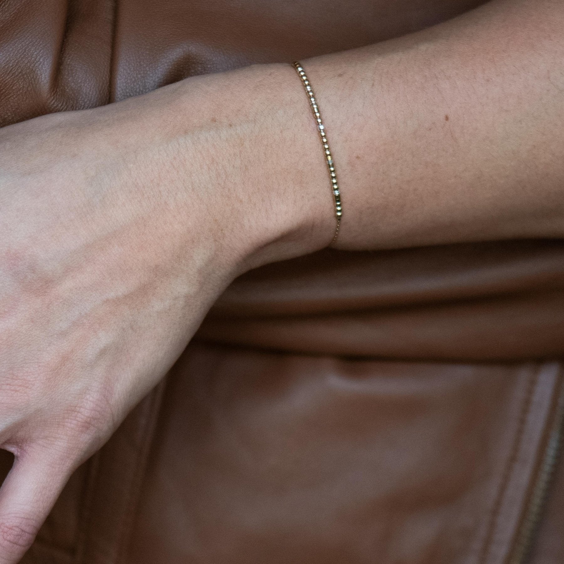 Philippians 4: 6 - 7 Morse Code Bracelet - Dainty 14K Gold & Silver Jewelry by Olivia Cactus