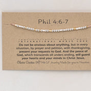 Philippians 4:6 - 7 Morse Code Bracelet - Dainty 14K Gold & Silver Jewelry by Olivia Cactus