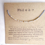 Philippians 4:6 - 7 Morse Code Bracelet - Dainty 14K Gold & Silver Jewelry by Olivia Cactus