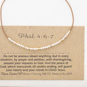 Philippians 4:6 - 7 Morse Code Bracelet - Dainty 14K Gold & Silver Jewelry by Olivia Cactus