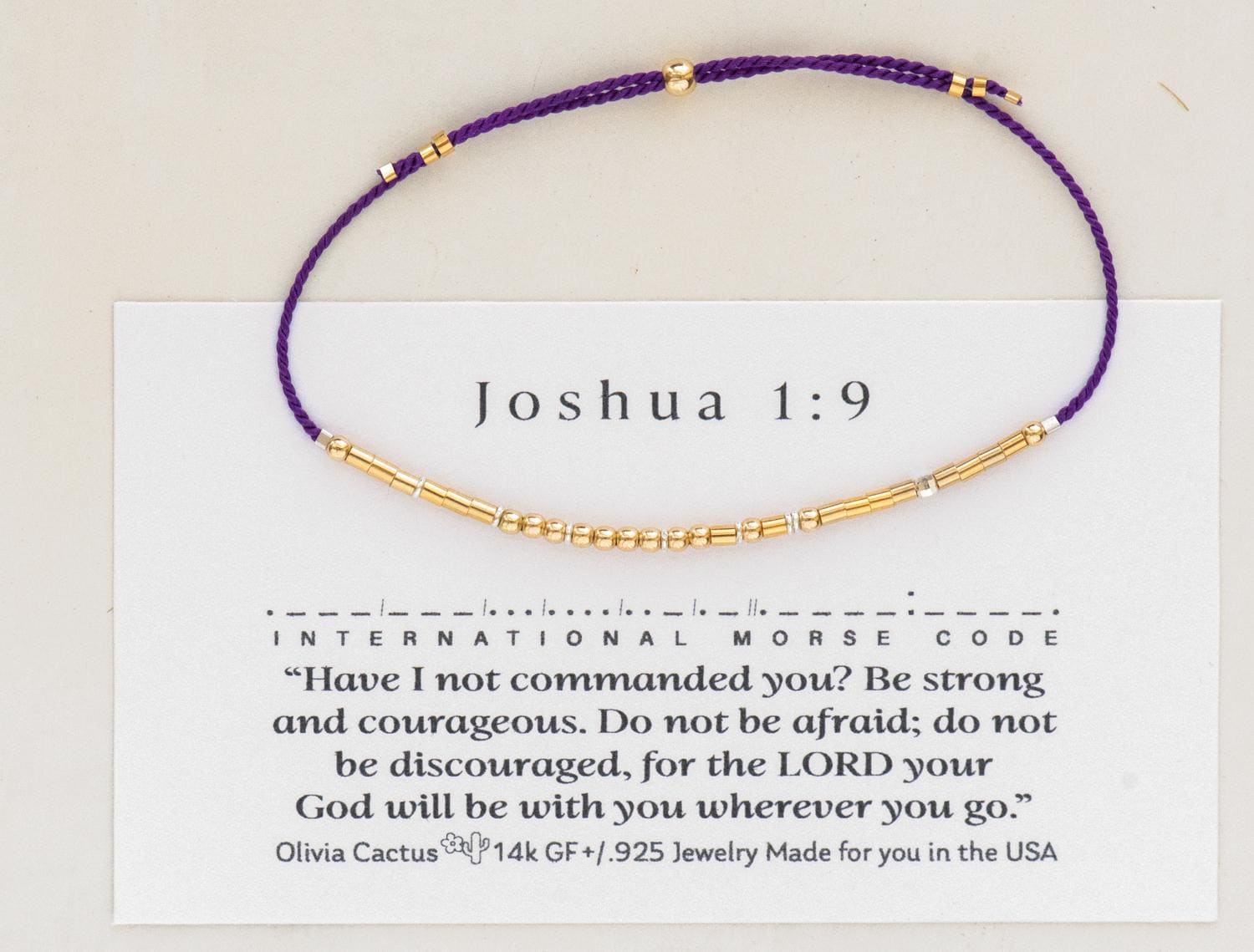 Philippians 4:6 Morse Code Bracelet - Dainty 14K Gold & Silver Jewelry by Olivia Cactus