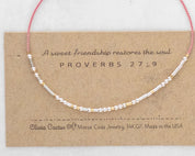Proverbs 27:9 Bible Morse Code Friendship Bracelet - Dainty 14K Gold & Silver Jewelry by Olivia Cactus