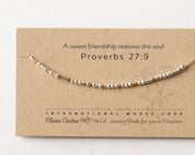 Proverbs 27:9 Bible Morse Code Friendship Bracelet - Dainty 14K Gold & Silver Jewelry by Olivia Cactus