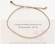 Proverbs 27:9 Friendship Morse Bracelet - Dainty 14K Gold & Silver Jewelry by Olivia Cactus