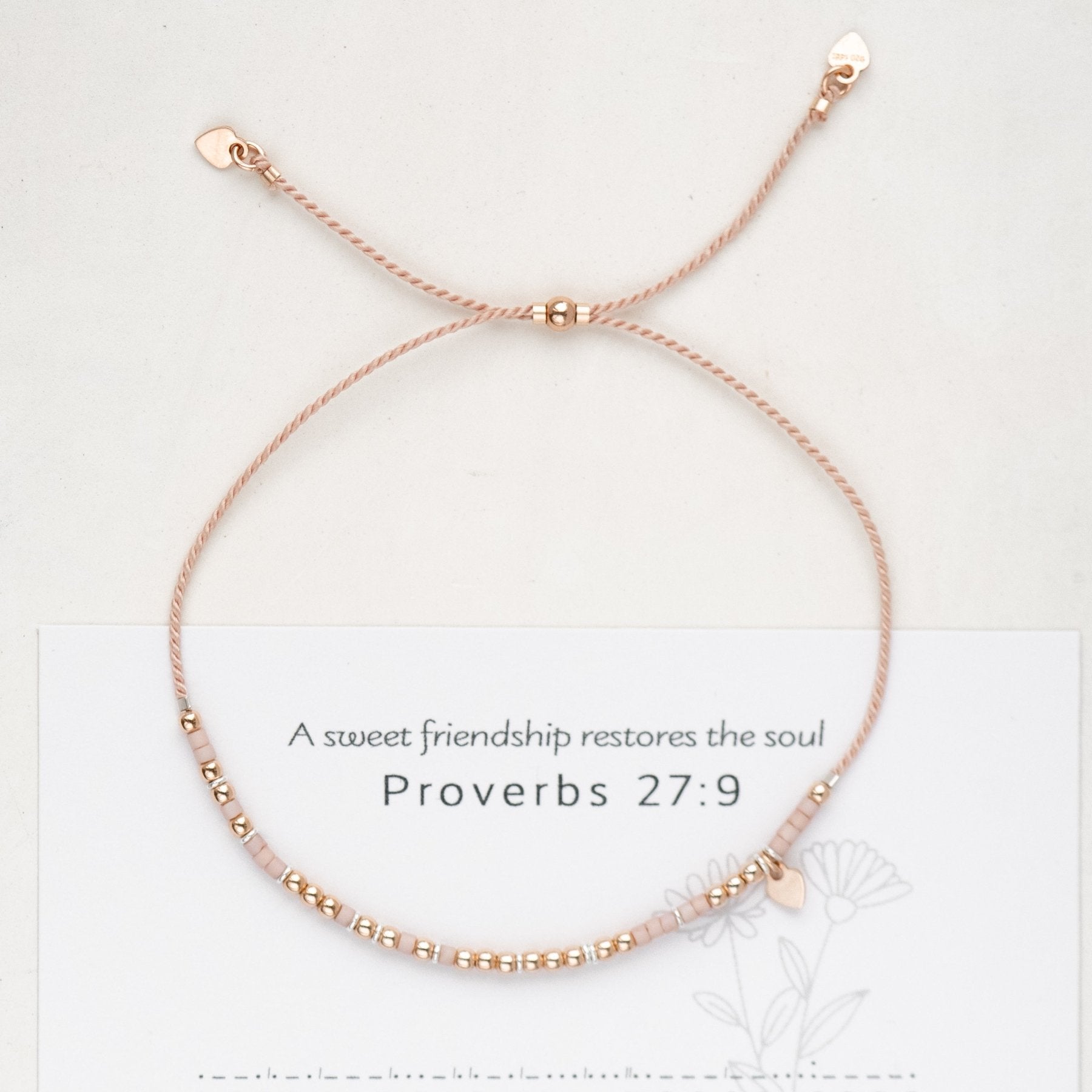 Proverbs 27:9 Friendship Morse Bracelet - Dainty 14K Gold & Silver Jewelry by Olivia Cactus