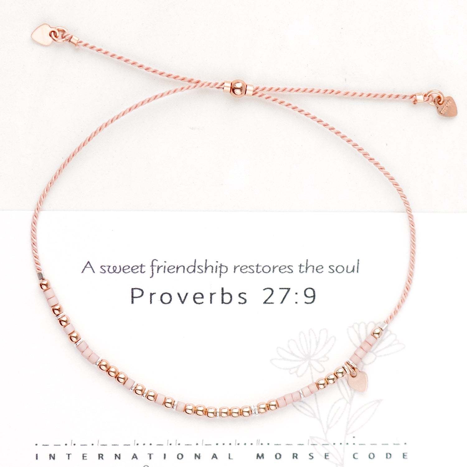 Proverbs 27:9 Friendship Morse Bracelet - Dainty 14K Gold & Silver Jewelry by Olivia Cactus
