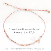 Proverbs 27:9 Friendship Morse Bracelet - Dainty 14K Gold & Silver Jewelry by Olivia Cactus