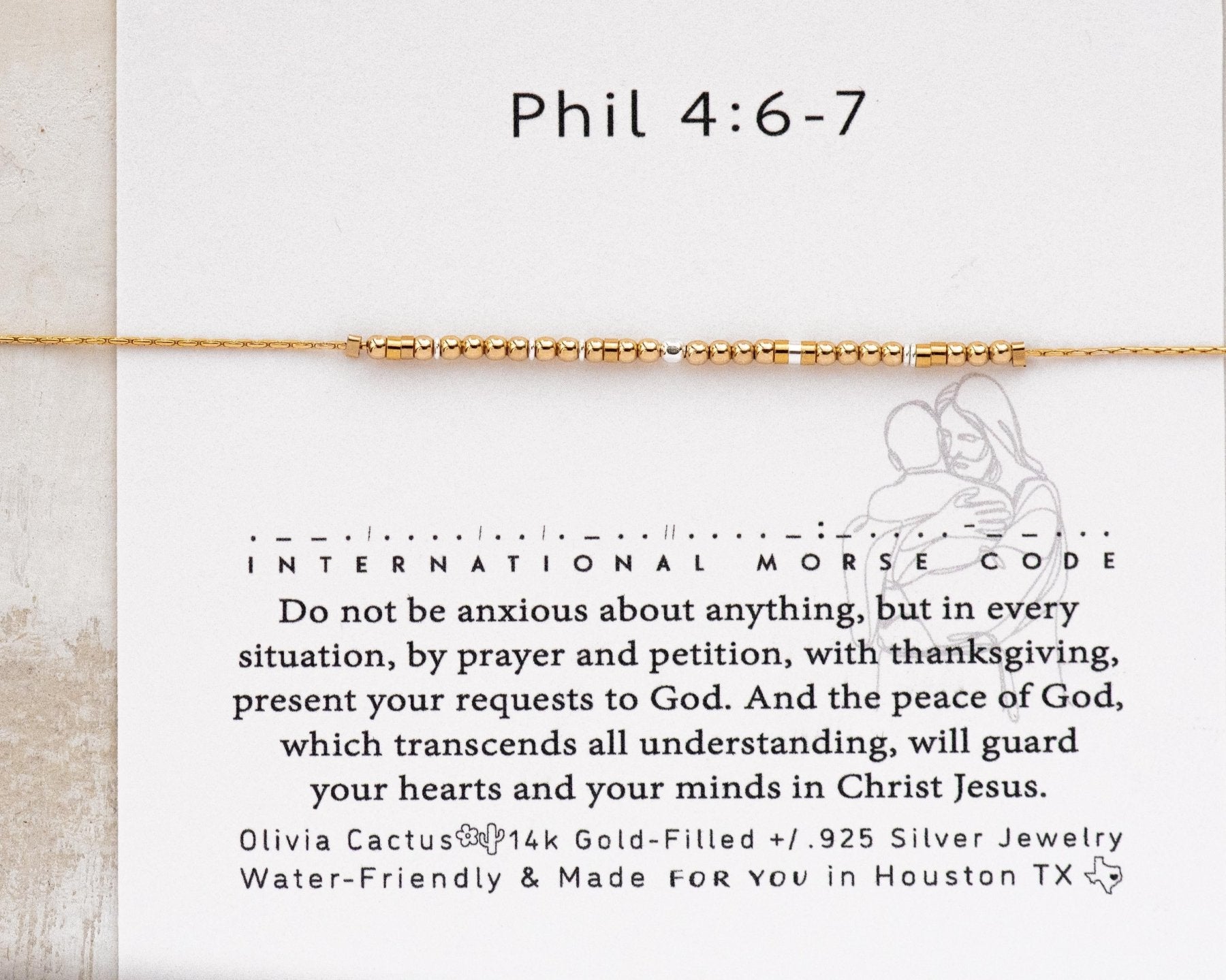 Psalms 27 Morse Code Necklace - Dainty 14K Gold & Silver Jewelry by Olivia Cactus