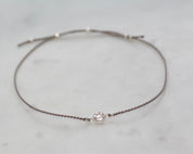 Silver CZ on Silk Bracelet - Dainty 14K Gold & Silver Jewelry by Olivia Cactus
