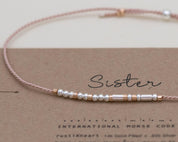 Sister Morse Code Bracelet - Dainty 14K Gold & Silver Jewelry by Olivia Cactus
