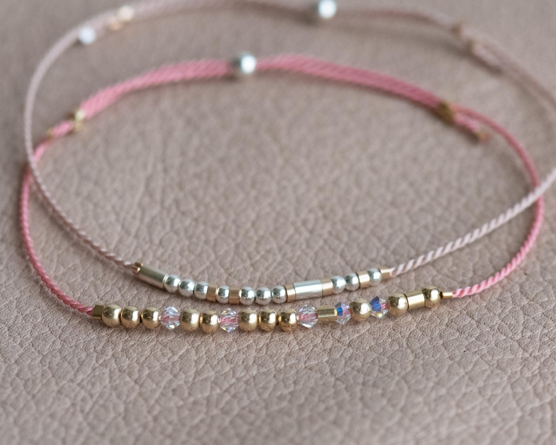 Strength Morse Code Bracelet - Dainty 14K Gold & Silver Jewelry by Olivia Cactus