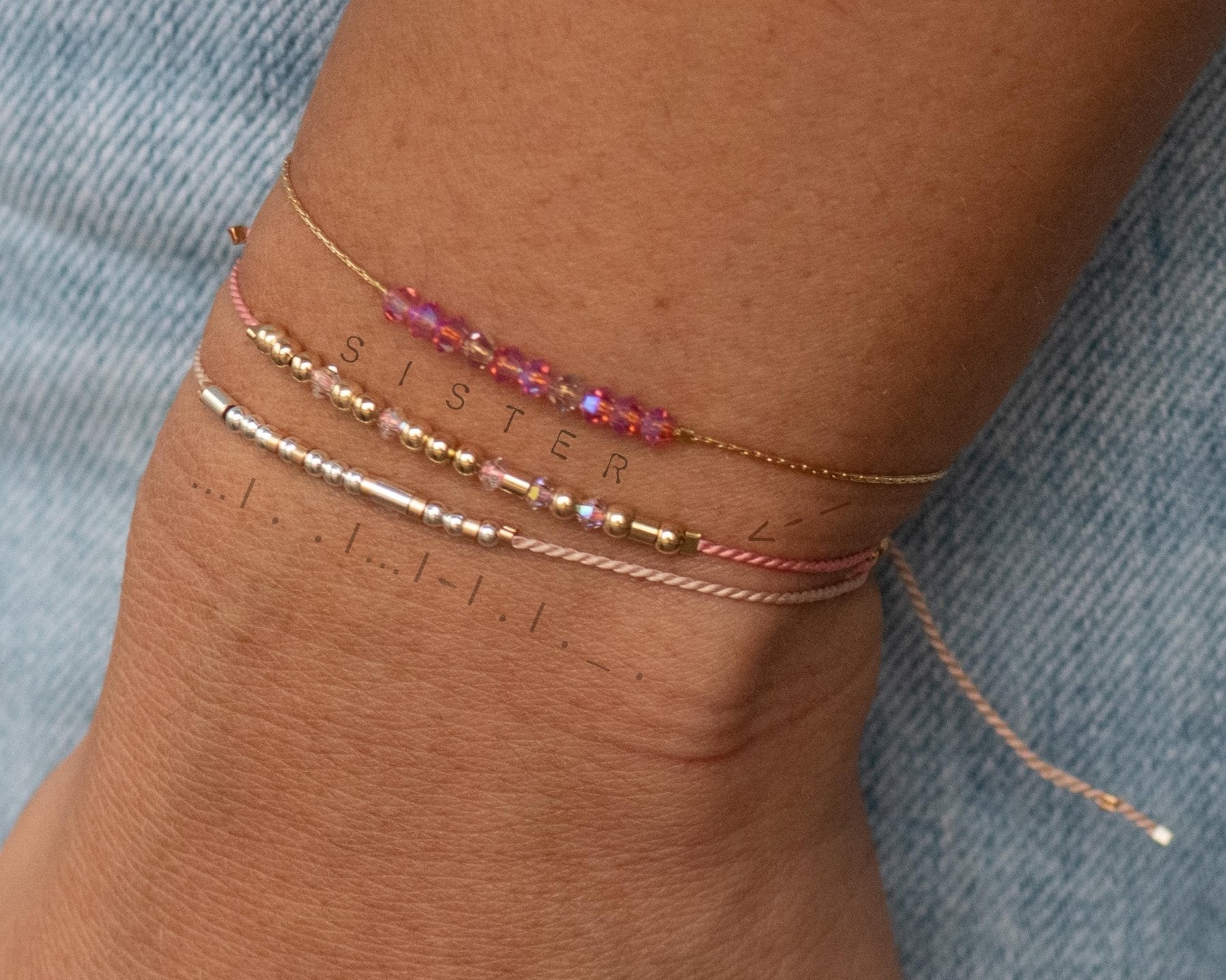 Strength Morse Code Bracelet - Dainty 14K Gold & Silver Jewelry by Olivia Cactus