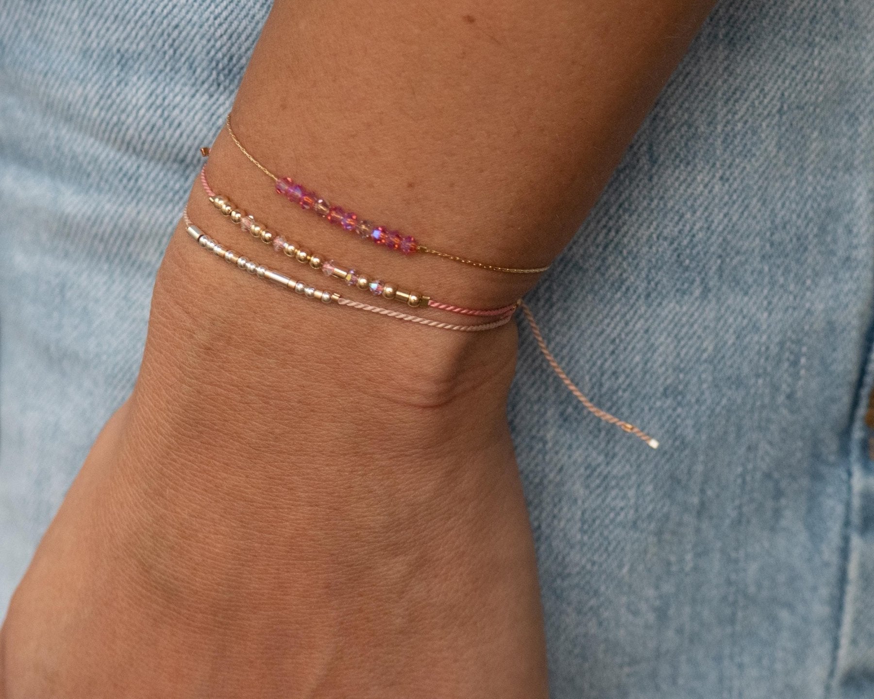 Strength Morse Code Bracelet - Dainty 14K Gold & Silver Jewelry by Olivia Cactus
