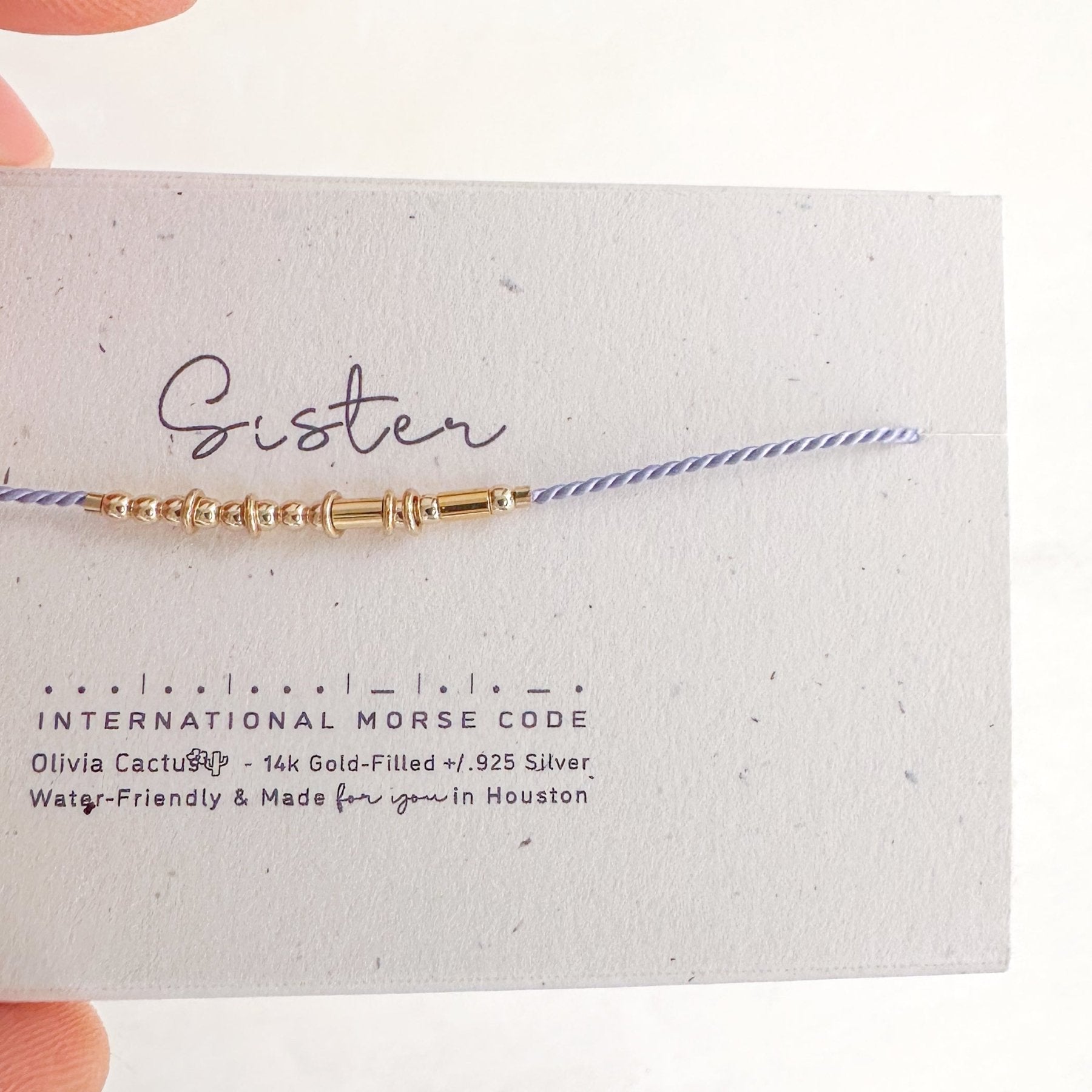 Sister Morse Code Bracelet - Dainty 14K Gold & Silver Jewelry by Olivia Cactus