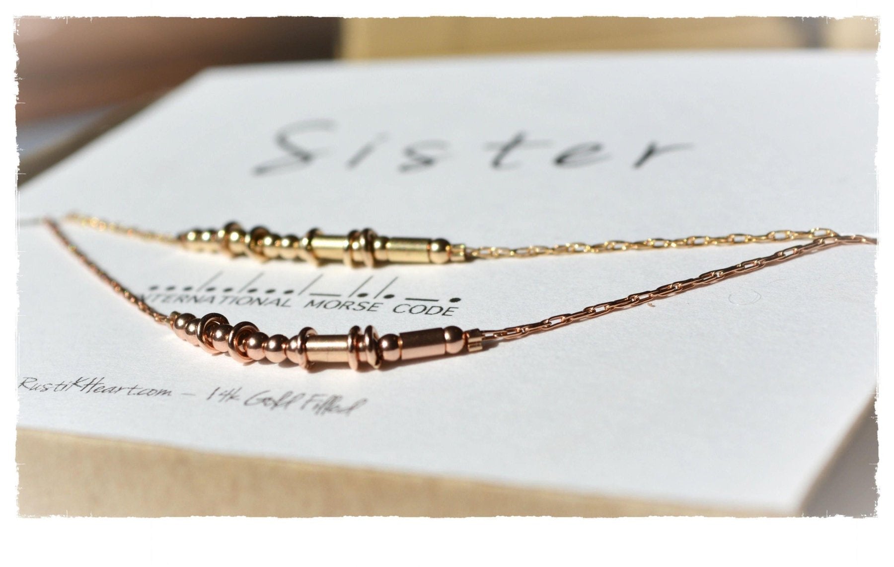 Sister Morse Code Bracelet - Dainty 14K Gold & Silver Jewelry by Olivia Cactus