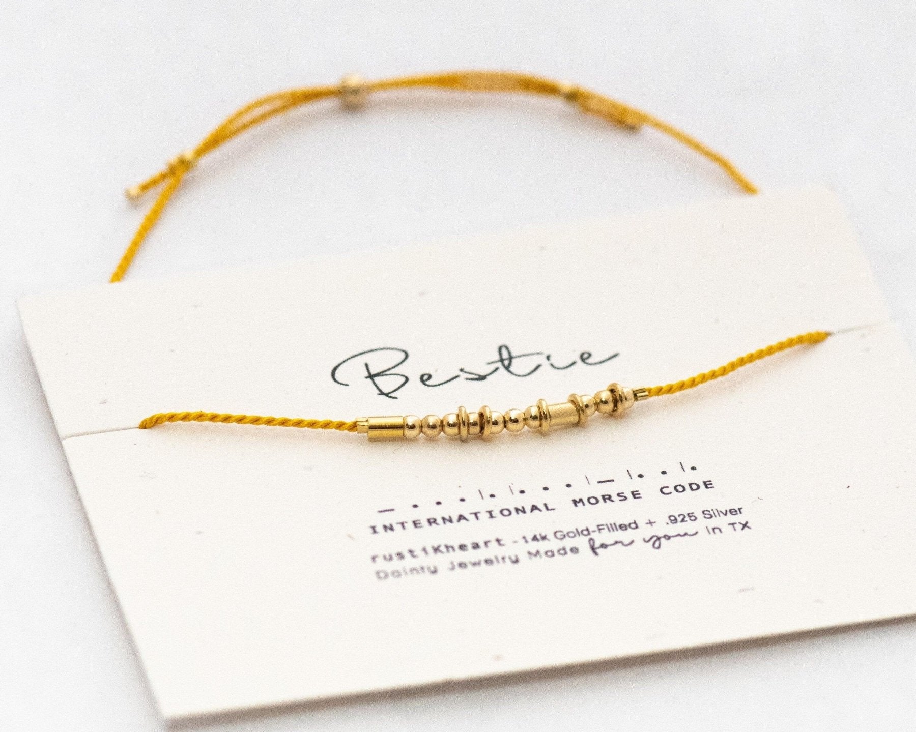 Sister Morse Code Bracelet - Dainty 14K Gold & Silver Jewelry by Olivia Cactus