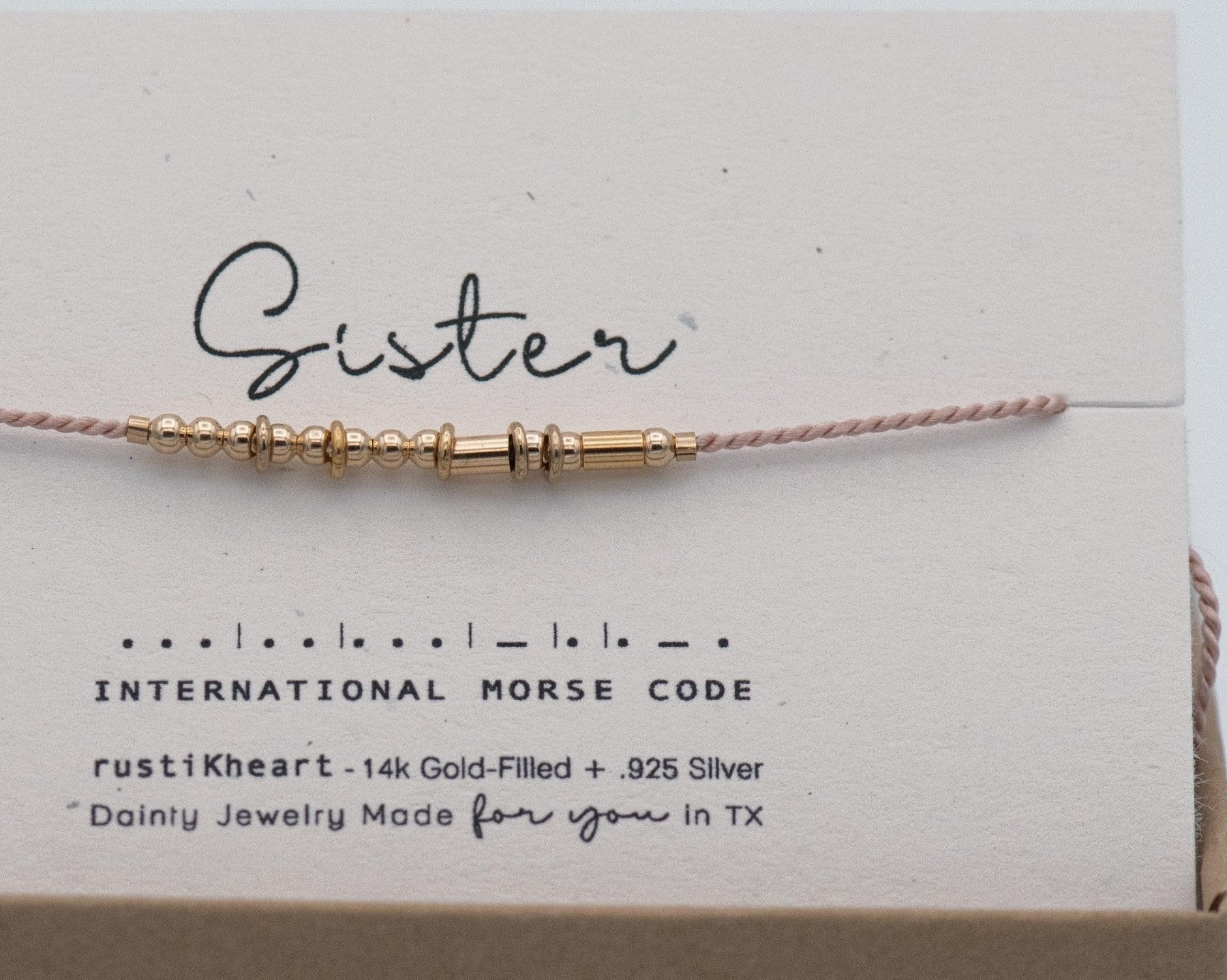 Sister Morse Code Bracelet - Dainty 14K Gold & Silver Jewelry by Olivia Cactus