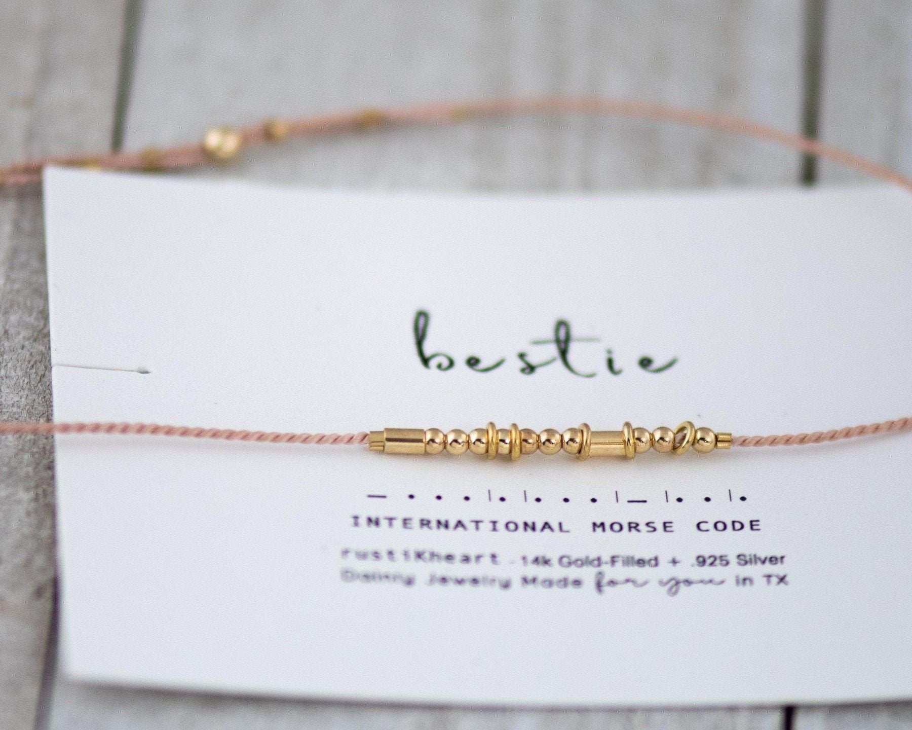Sister Morse Code Bracelet - Dainty 14K Gold & Silver Jewelry by Olivia Cactus