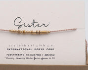 Sister Morse Code Bracelet - Dainty 14K Gold & Silver Jewelry by Olivia Cactus