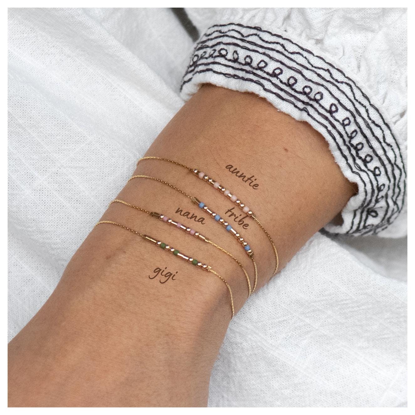 Sister Morse Code Bracelet - Dainty 14K Gold & Silver Jewelry by Olivia Cactus