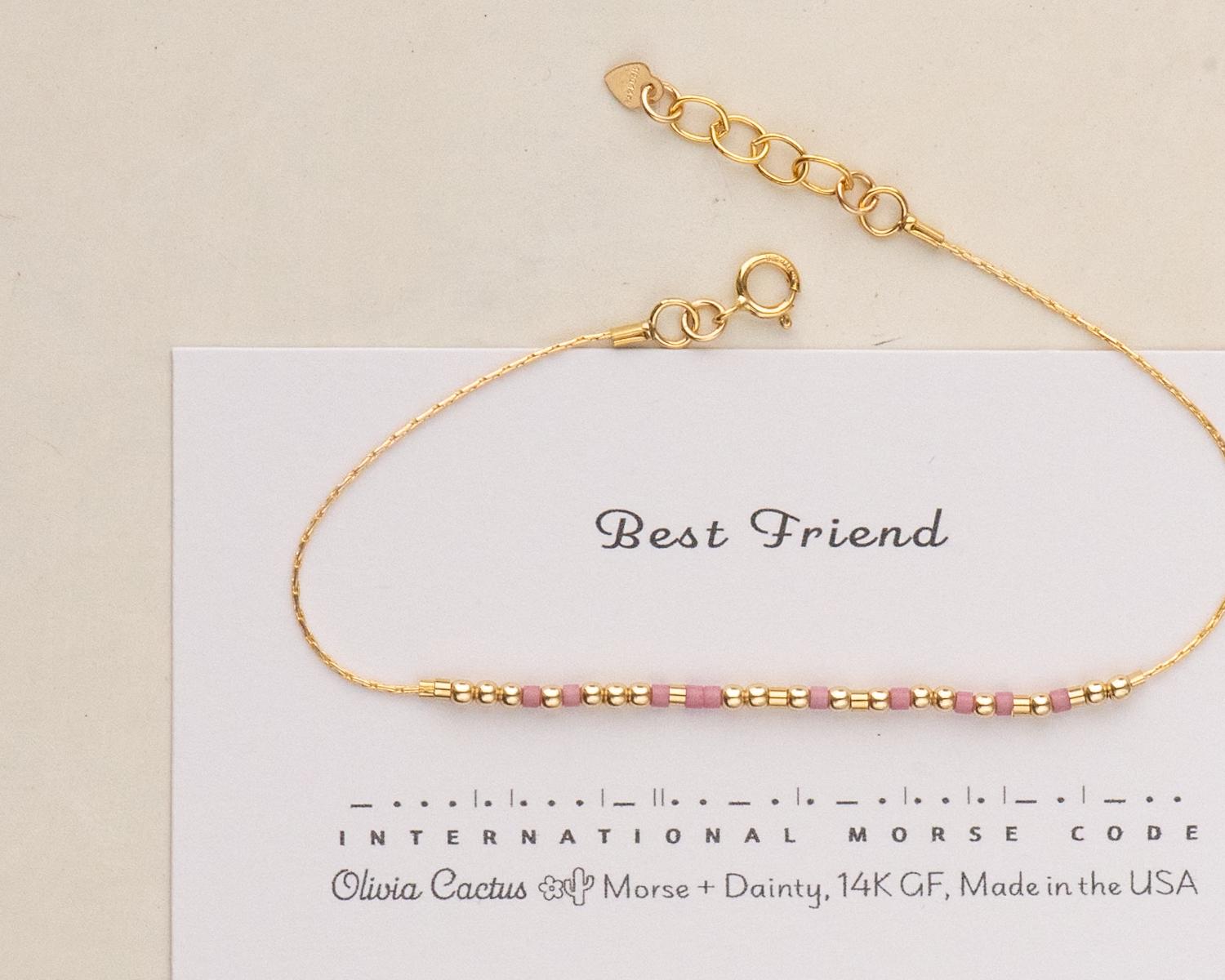 Sister Morse Code Bracelet - Dainty 14K Gold & Silver Jewelry by Olivia Cactus