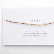 Sister Gold Beads Morse Code Bracelet - Dainty 14K Gold & Silver Jewelry by Olivia Cactus
