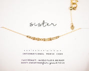 Sister Morse Code Necklace - Dainty 14K Gold & Silver Jewelry by Olivia Cactus