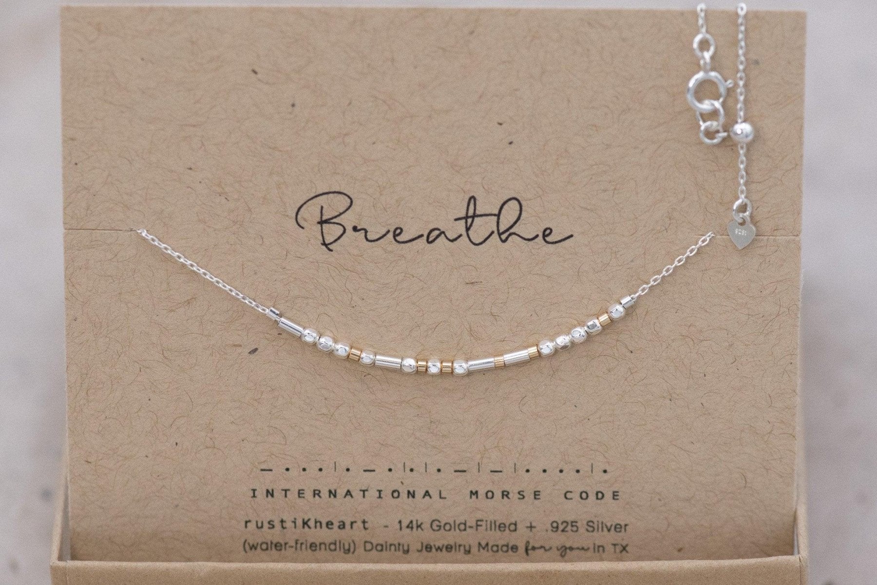 Loved Morse Code Necklace - Dainty 14K Gold & Silver Jewelry by Olivia Cactus