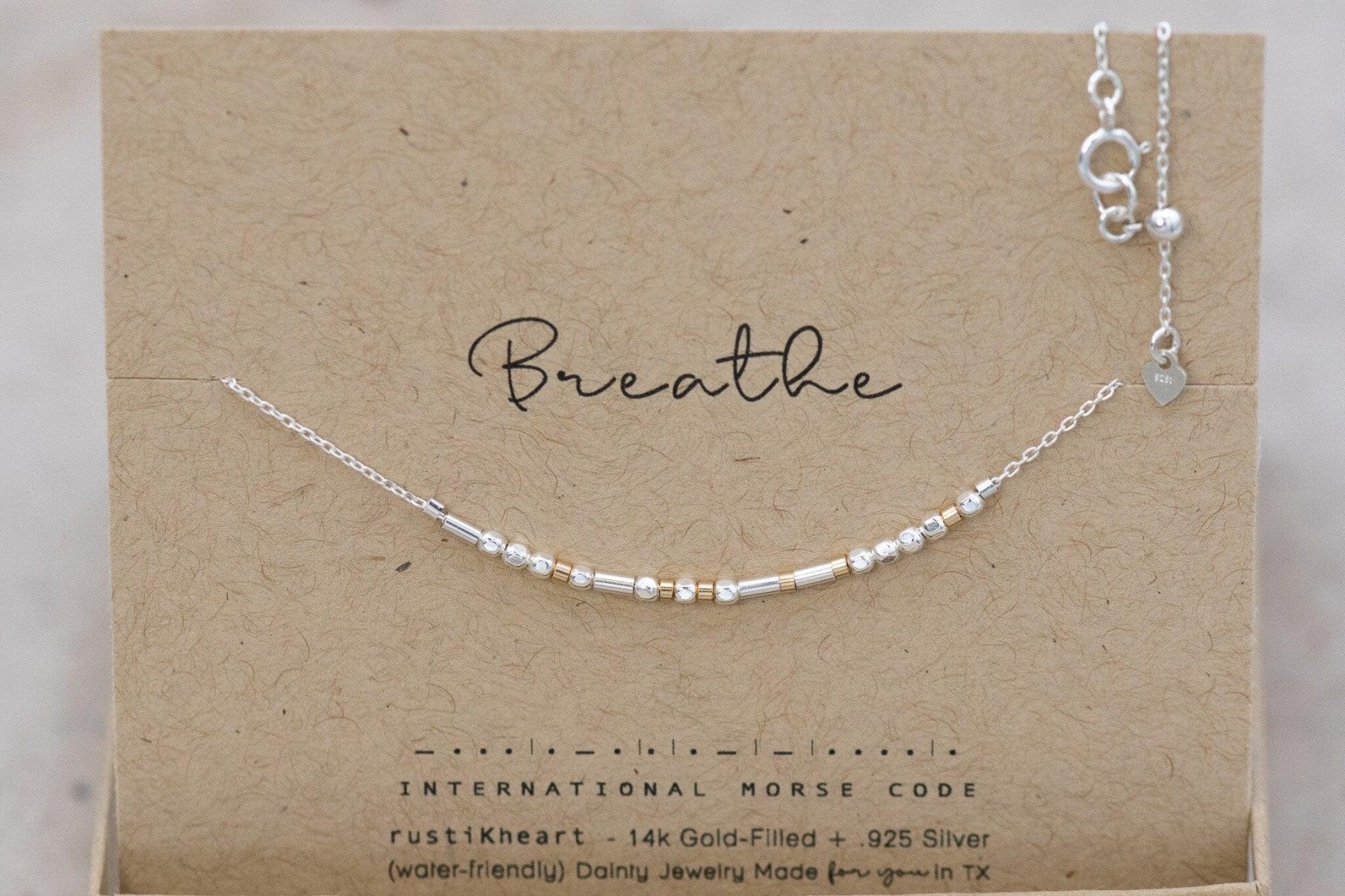 Loved Morse Code Necklace - Dainty 14K Gold & Silver Jewelry by Olivia Cactus