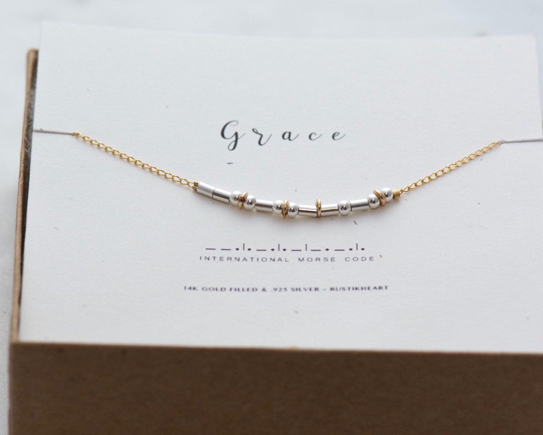 Sister Morse Code Necklace - Dainty 14K Gold & Silver Jewelry by Olivia Cactus