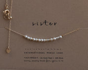 Sister Morse Code Necklace - Dainty 14K Gold & Silver Jewelry by Olivia Cactus