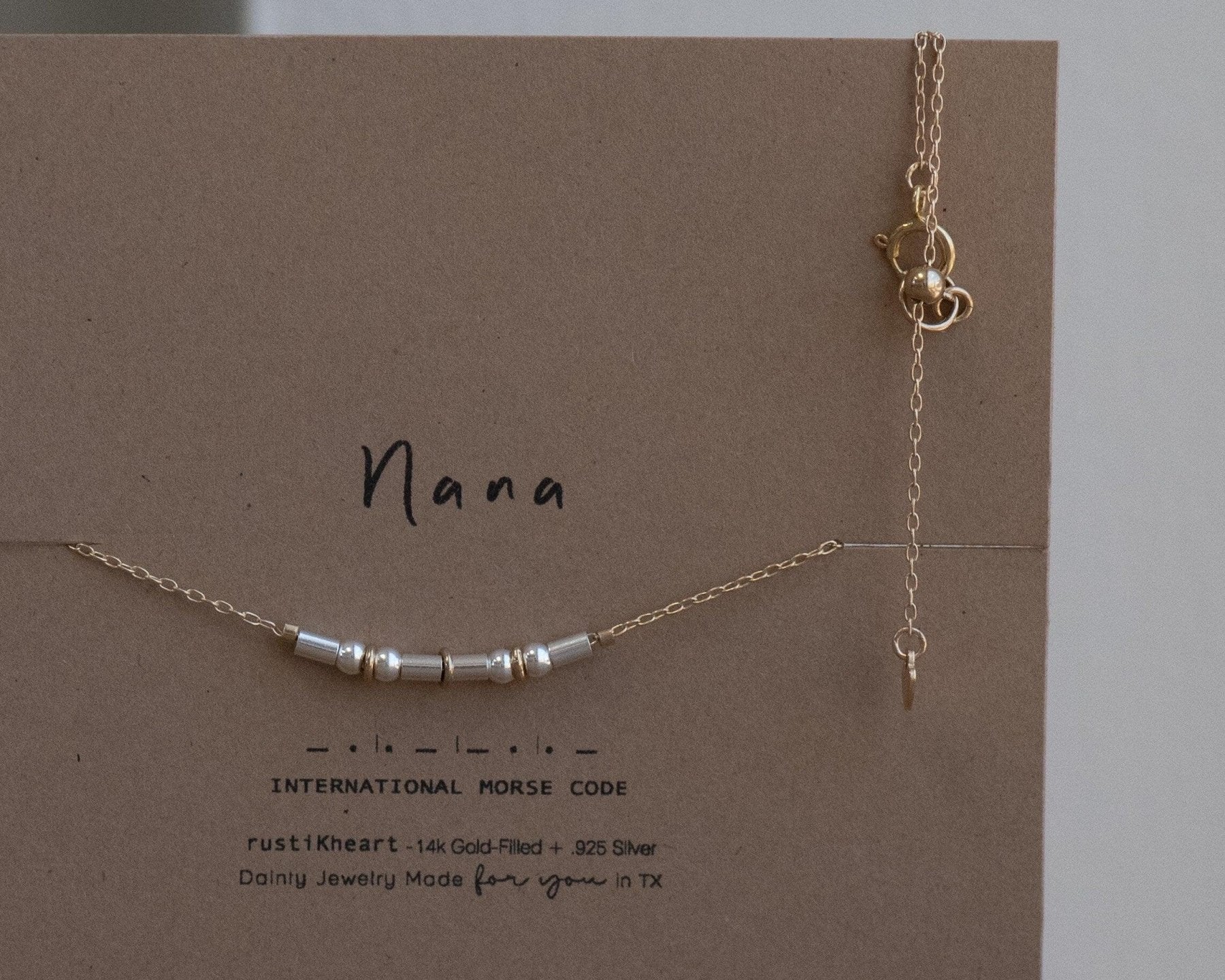 Sister Morse Code Necklace - Dainty 14K Gold & Silver Jewelry by Olivia Cactus